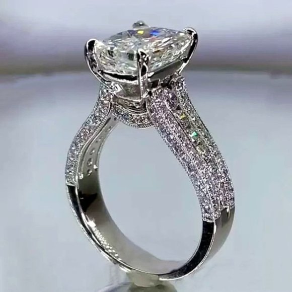 💎Eternity Band High Quality Prong Set Emerald Cutting CZ Ring, MARR9422 - Picture 1 of 5